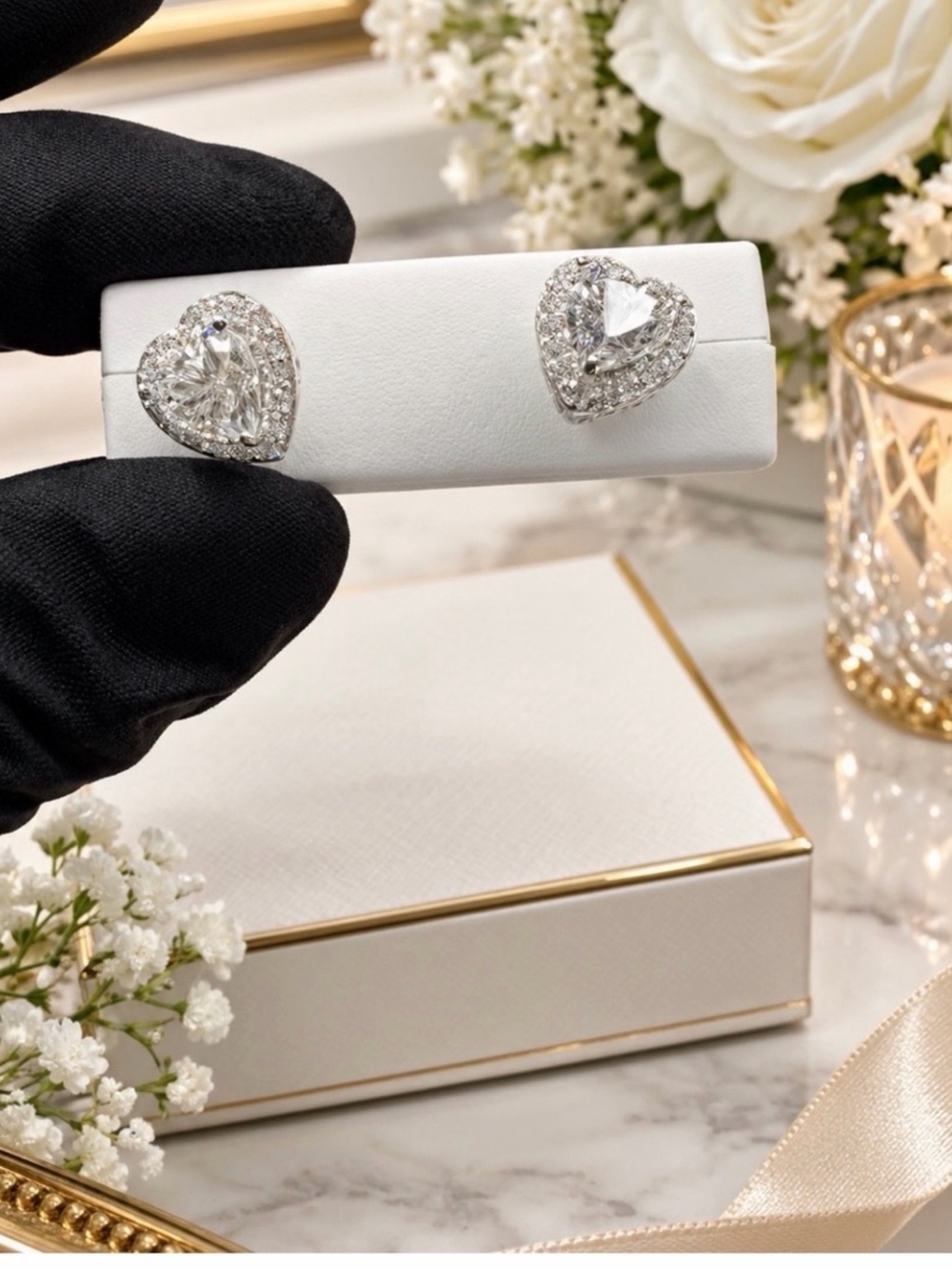 Heart-Shaped White 1.0 CTW Moissanite Sterling Silver Earrings